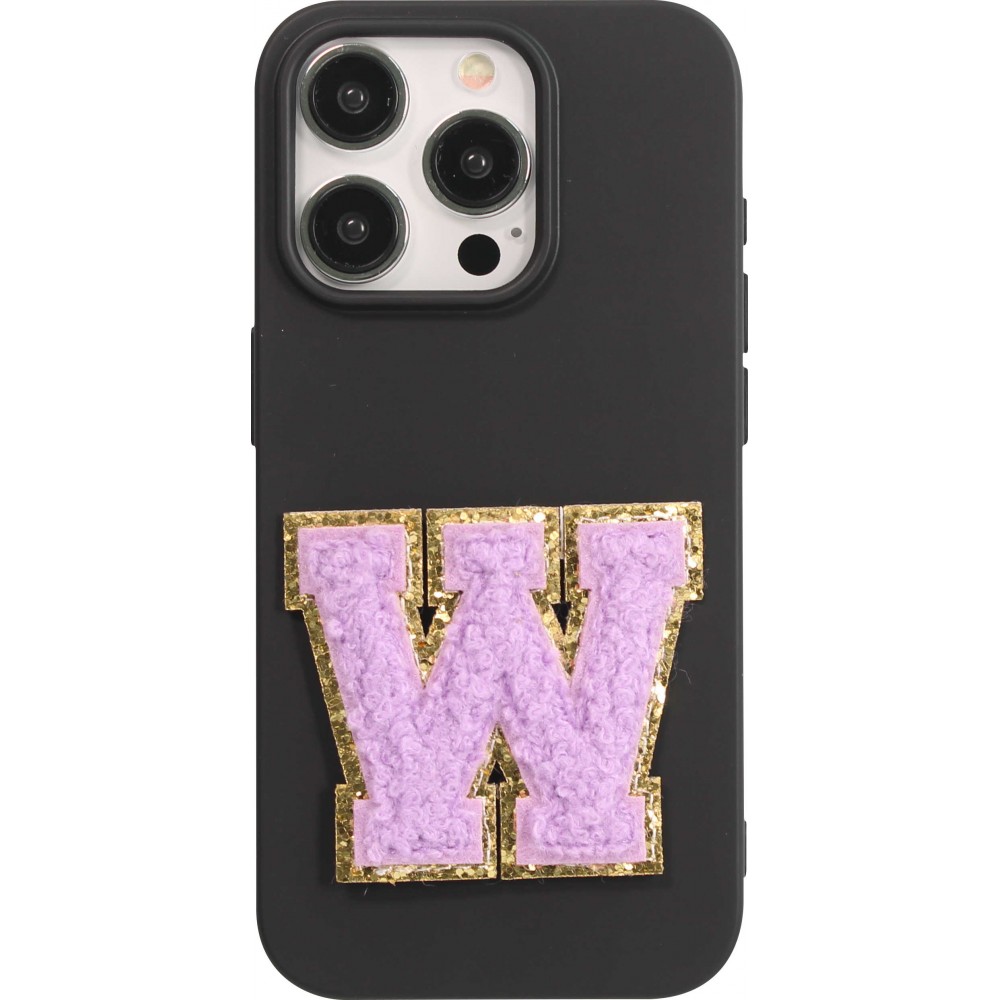Autocollant sticker pour téléphone/tablette/ordinateur brodé en 3D violet - Lettre W