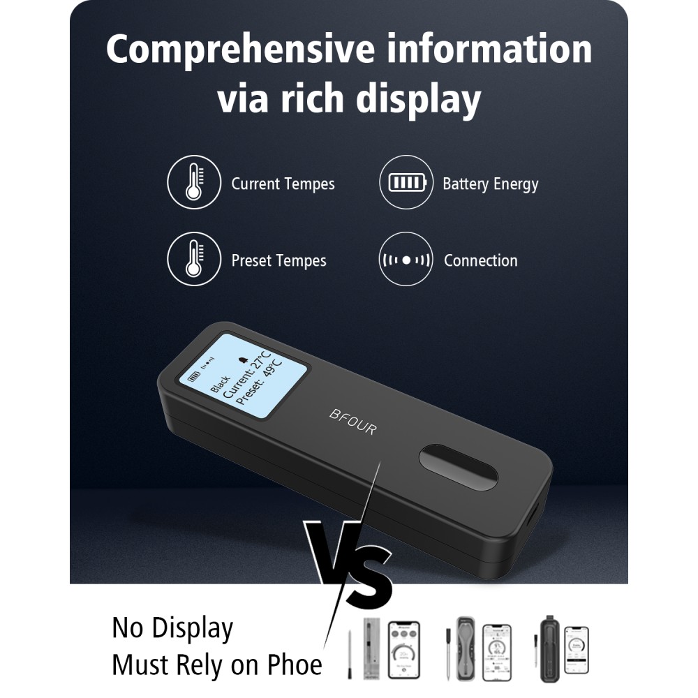 BFOUR Smart Bluetooth Thermomètre à viande BF-30 Eco-Friendly Batterie Li-Ithium Ecran LCD + APP