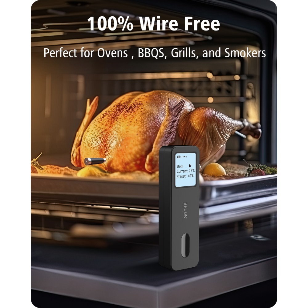 BFOUR Smart Bluetooth Thermomètre à viande BF-30 Eco-Friendly Batterie Li-Ithium Ecran LCD + APP
