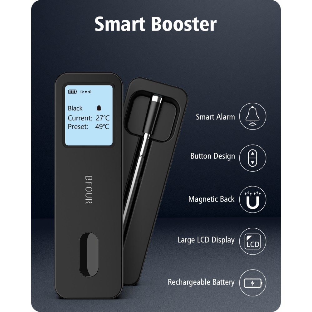 BFOUR Smart Bluetooth Thermomètre à viande BF-30 Eco-Friendly Batterie Li-Ithium Ecran LCD + APP