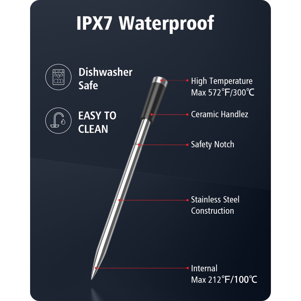 BFOUR Smart Bluetooth Thermomètre à viande BF-30 Eco-Friendly Batterie Li-Ithium Ecran LCD + APP