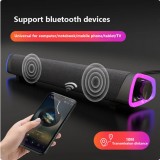 Barre de son Bluetooth V8 stylée et minimaliste avec éclairage d ambiance LED + USB + AUX - Gris