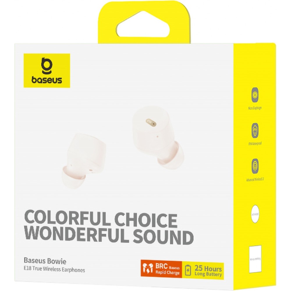 Baseus Bowie E18 Bluetooth 5.3 TWS In-Ear Kopfh&ouml;rer IPX4 mit Ladeetui - Weiss