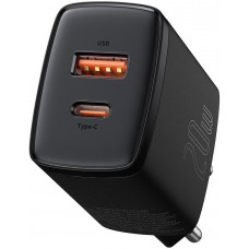 Baseus chargeur secteur 20W USB et USB-C (Quick Charge) - Noir