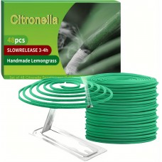 Bâtons spirales citronnelle (pack de 48 pièces) encens sent-bon anti-insecte et moustique pour extérieur - Vert