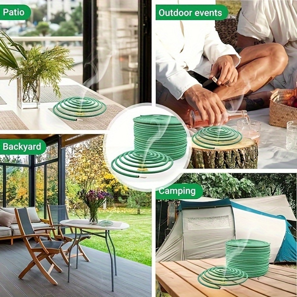 Bâtons spirales citronnelle (pack de 48 pièces) encens sent-bon anti-insecte et moustique pour extérieur - Vert