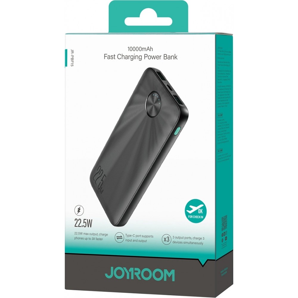 Batterie Externe Joyroom JR-PBF15 10000mAh USB-C USB-A 22.5W Charge Rapide - Noir