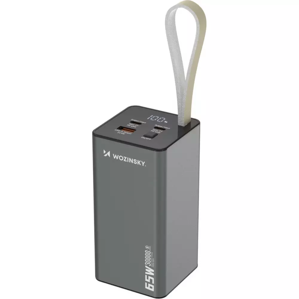 Wozinsky K65+ Power Bank 30000mAh 65W - Externe Batterie mit 2x USB-C und 1x USB-A Schnellladung - Schwarz