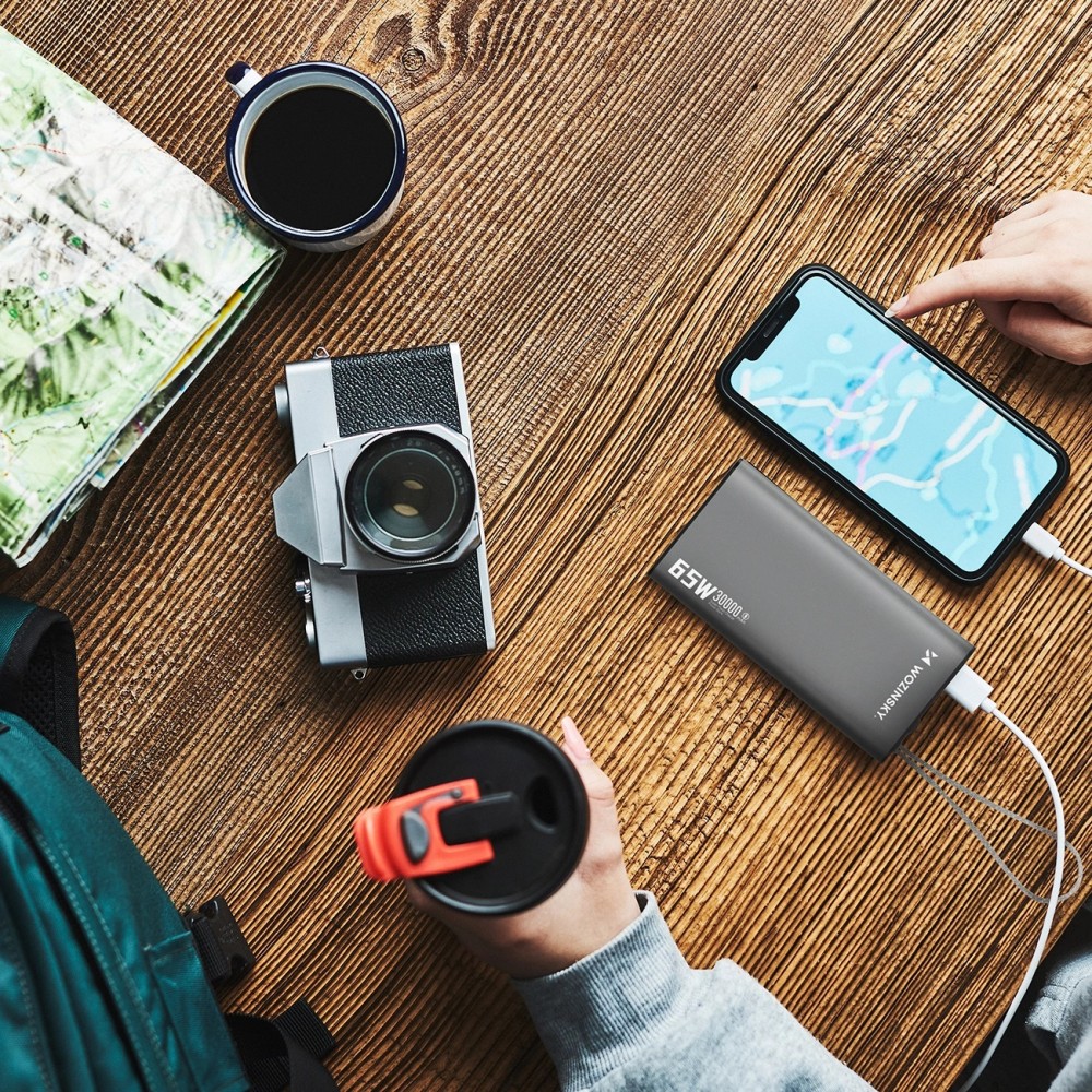 Batterie Externe Power Bank Wozinsky K65+ (65W) 30000mAh 2x USB-C 1x USB-A charge rapide - Noir