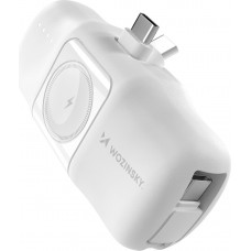 Batterie Externe Wozinsky WF16-YCS 5000mAh 15W USB-C Mini avec Câble USB-C Intégré et Chargeur Apple Watch - Blanc