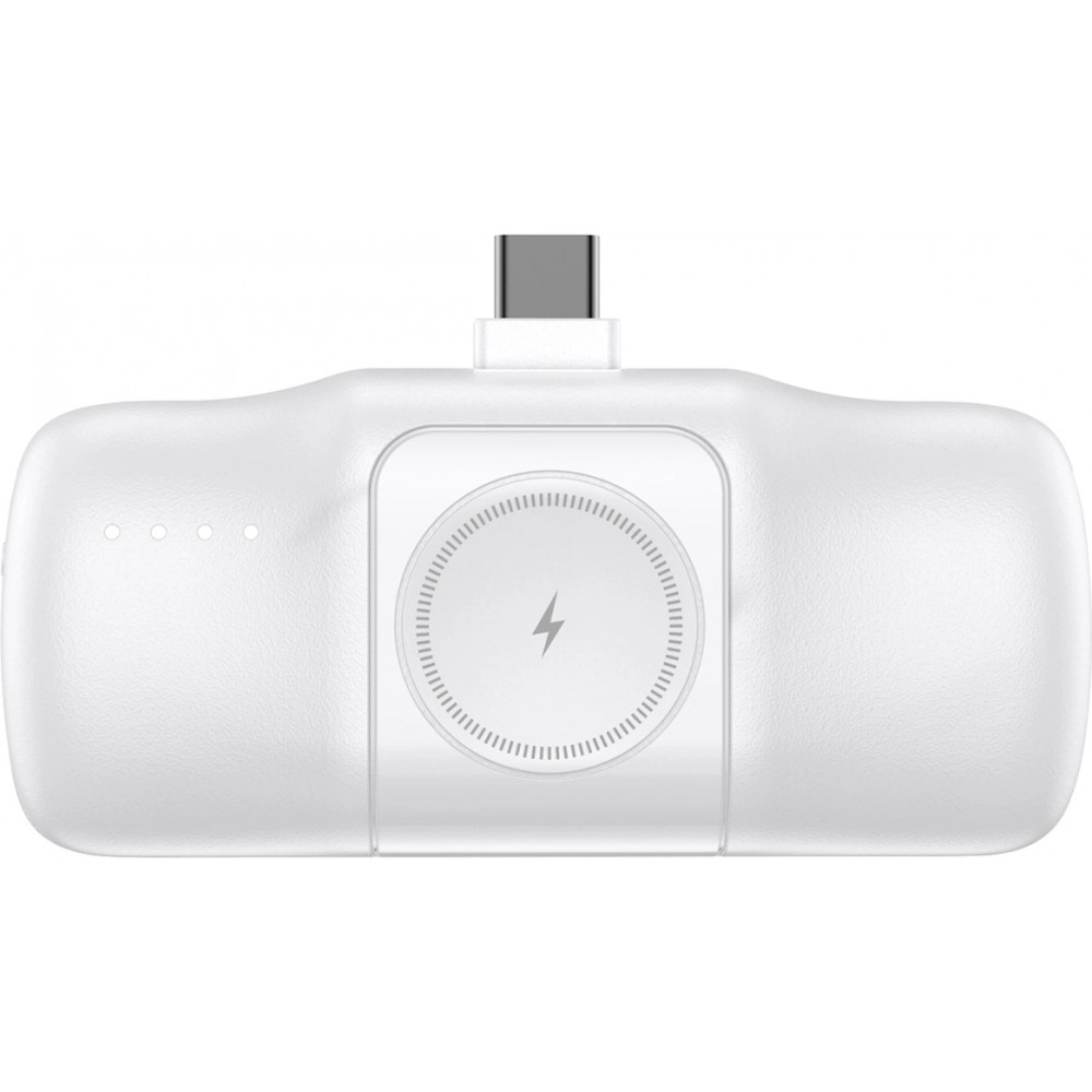 Batterie Externe Wozinsky WF16-YCS 5000mAh 15W USB-C Mini avec Câble USB-C Intégré et Chargeur Apple Watch - Blanc
