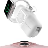 Batterie Externe Wozinsky WF16-YCS 5000mAh 15W USB-C Mini avec Câble USB-C Intégré et Chargeur Apple Watch - Blanc