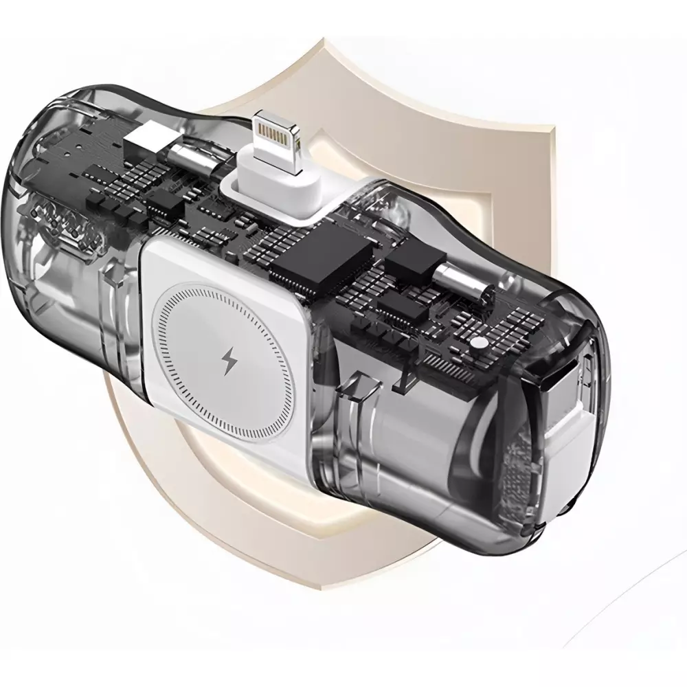 Batterie Externe Wozinsky WF16-YCS 5000mAh 15W USB-C Mini avec Câble USB-C Intégré et Chargeur Apple Watch - Blanc