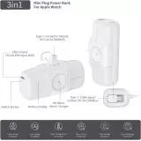 Batterie Externe Wozinsky WF16-YCS 5000mAh 15W USB-C Mini avec Câble USB-C Intégré et Chargeur Apple Watch - Blanc