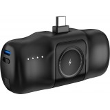 Batterie Externe Wozinsky WF16-YCS 5000mAh 15W USB-C Mini avec C&acirc;ble USB-C Int&eacute;gr&eacute; et Chargeur Apple Watch - Noir