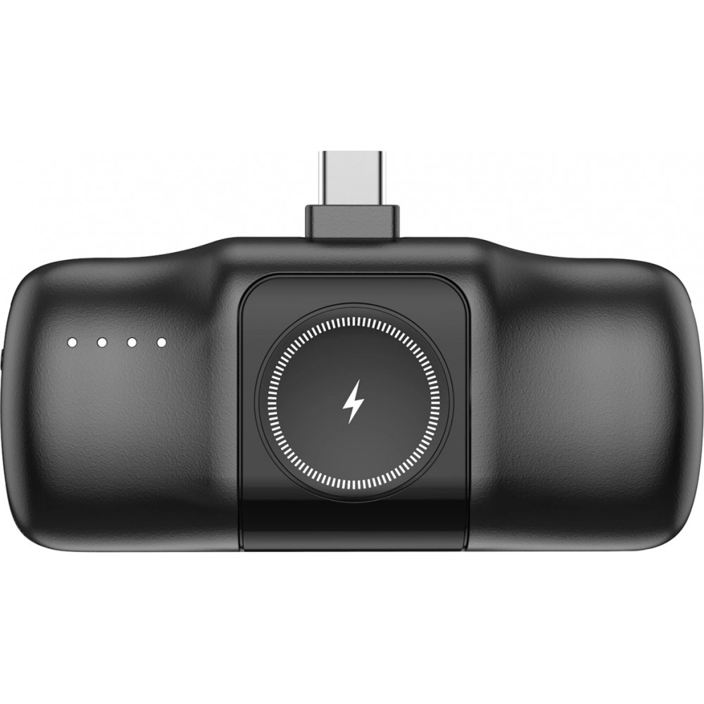Batterie Externe Wozinsky WF16-YCS 5000mAh 15W USB-C Mini avec C&acirc;ble USB-C Int&eacute;gr&eacute; et Chargeur Apple Watch - Noir