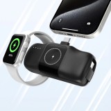 Batterie Externe Wozinsky WF16-YCS 5000mAh 15W USB-C Mini avec C&acirc;ble USB-C Int&eacute;gr&eacute; et Chargeur Apple Watch - Noir