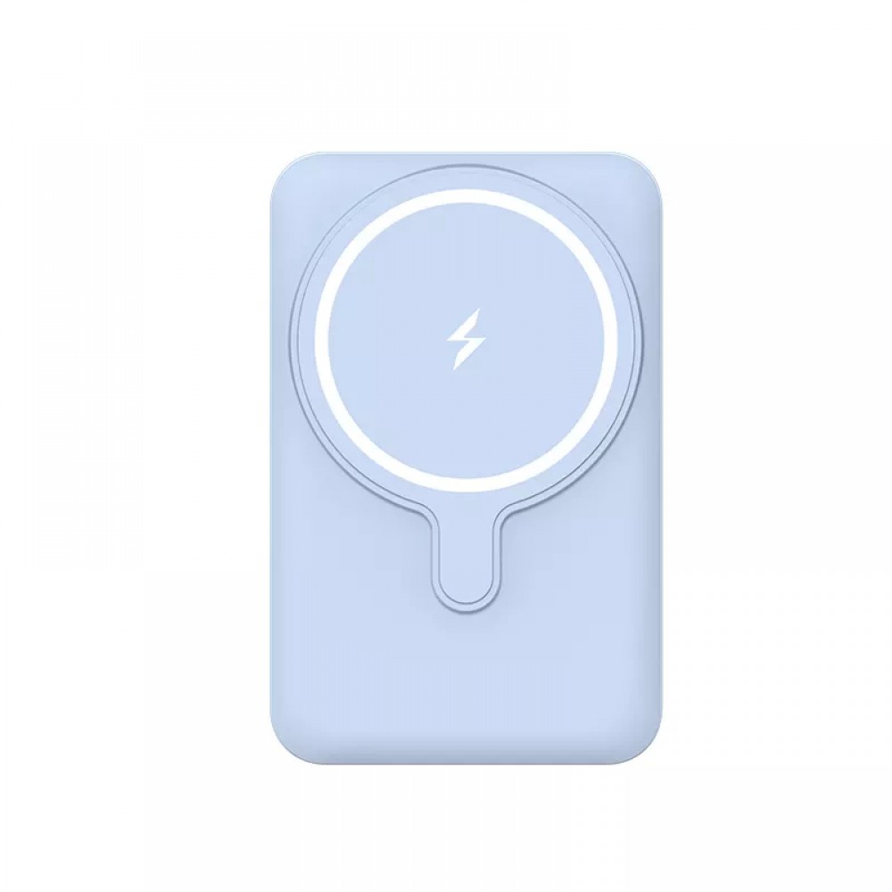 Batterie externe portable sans fil 2 en 1 MagSafe support téléphone 15W Power Bank (5000mAh) - Bleu clair