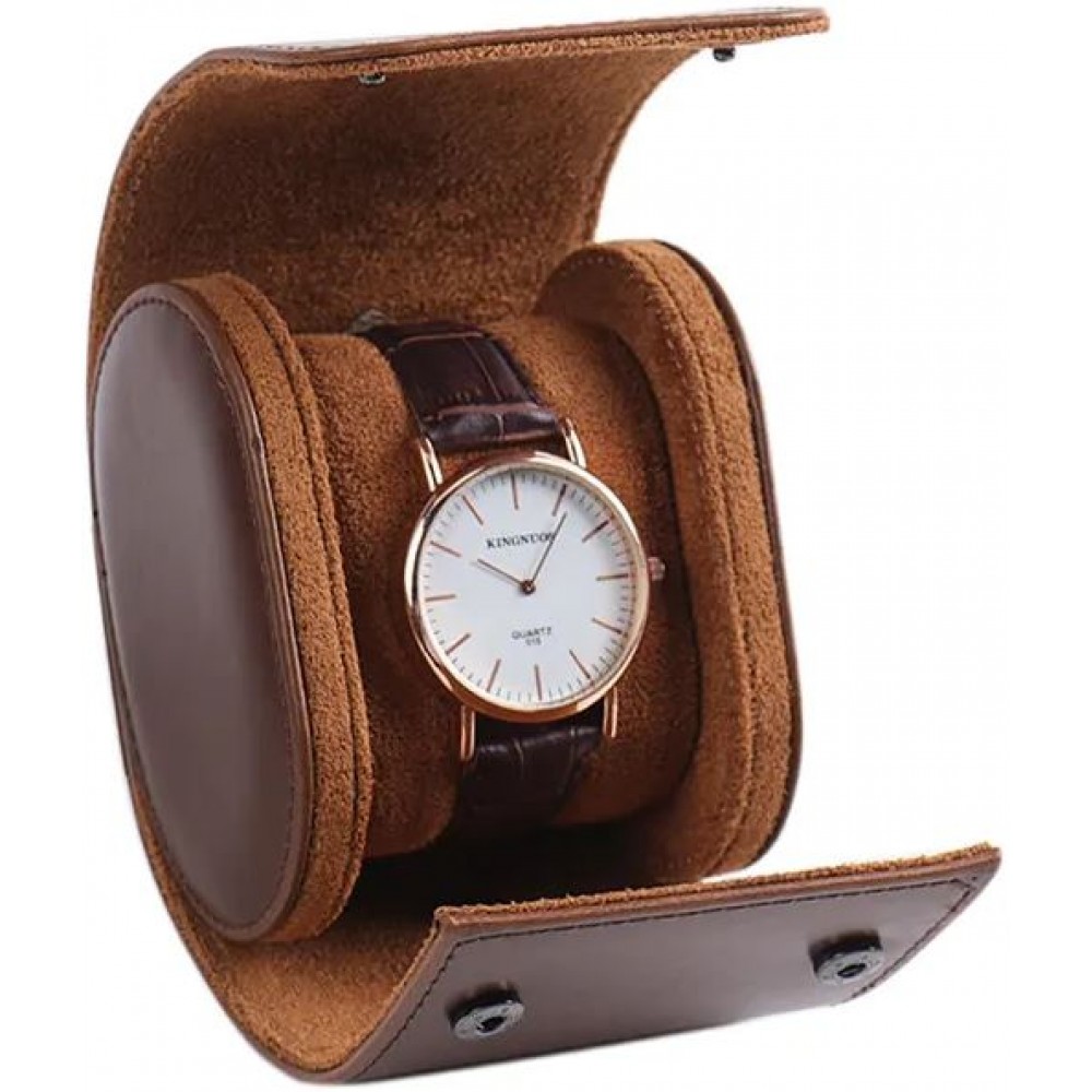 Boîte à montre de luxe et de haute qualité en similicuir et coussin de montre doux - 1 montre - Brun
