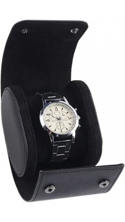 Boîte à montre de luxe et de haute qualité en similicuir et coussin de montre doux - 1 montre - Noir