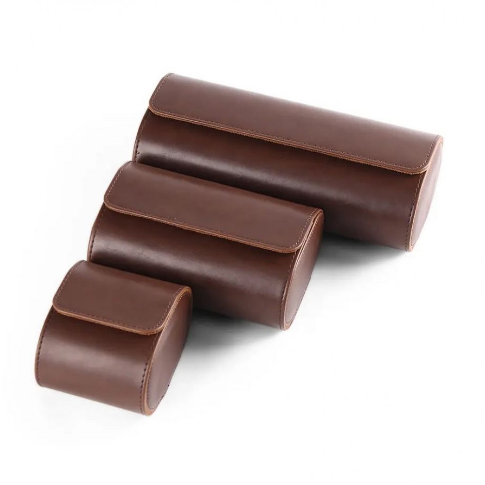 Boîte à montre de luxe et de haute qualité en similicuir et coussin de montre doux - 2 montres - Brun