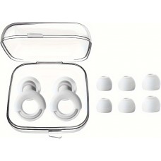 Bouchons d'oreilles loop en silicone (3 tailles d'embout) réutilisables avec étui de rangement - Blanc