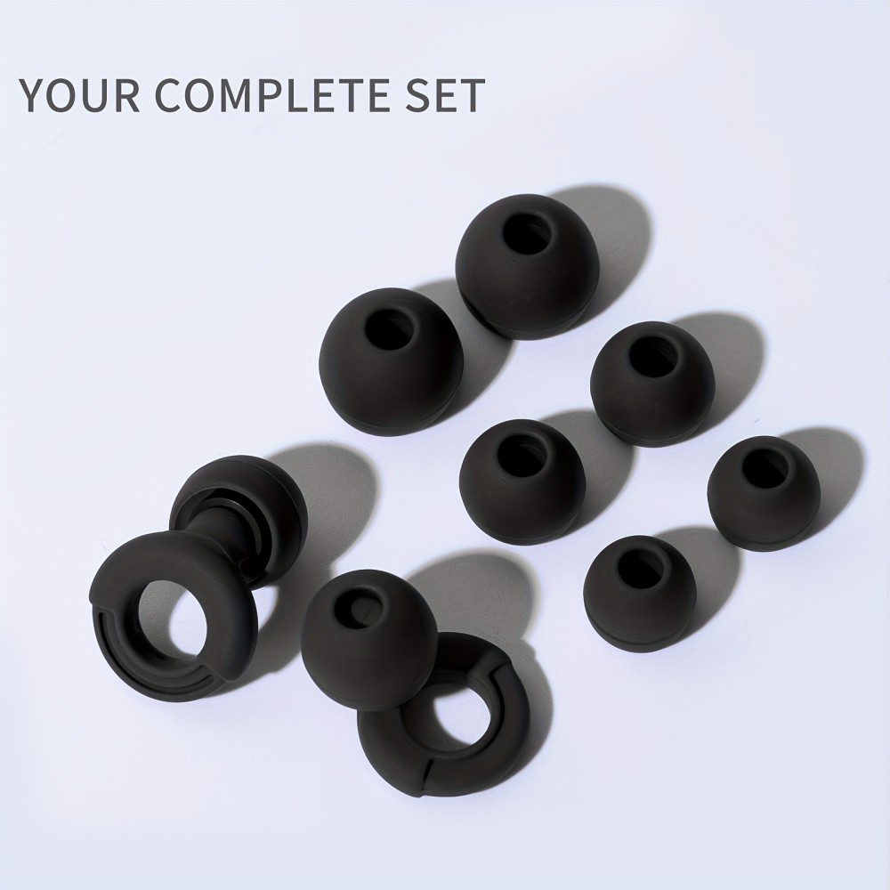 Bouchons d'oreilles loop en silicone (3 tailles d'embout) réutilisables avec étui de rangement - Noir