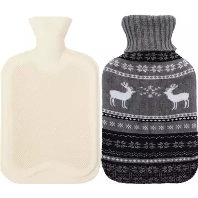 Bouillotte avec couverture en tricot (2 litres) - Cerfs gris