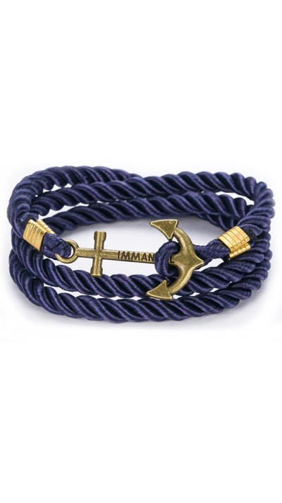 Bracelet ancre corde antique - Bleu