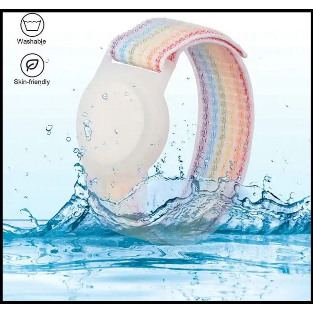 Bracelet Velcro réglable en nylon pour enfants & adultes avec support AirTag - Rouge