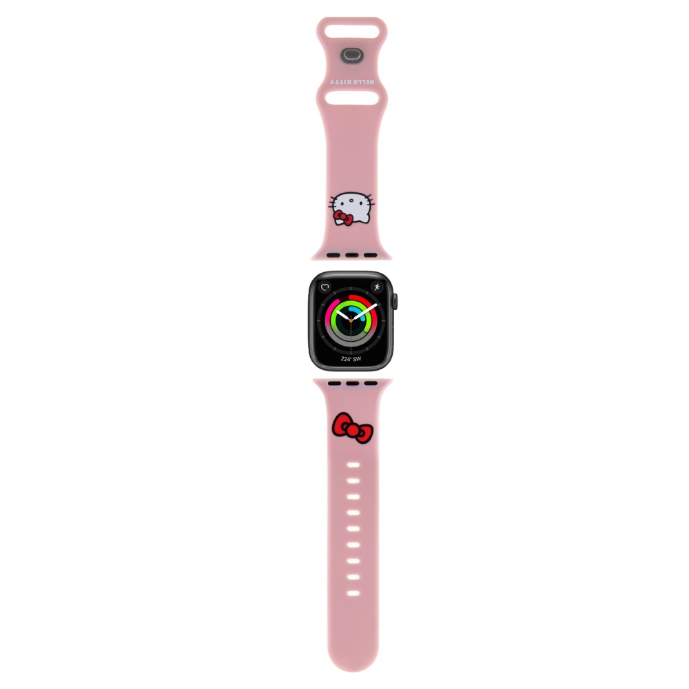 Bracelet ajustable Hello Kitty en silicone soft touch avec logo imprimé - Rose - Apple Watch 38/40/41/42 mm