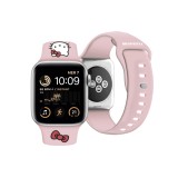 Bracelet ajustable Hello Kitty en silicone soft touch avec logo imprimé - Rose - Apple Watch 38/40/41/42 mm