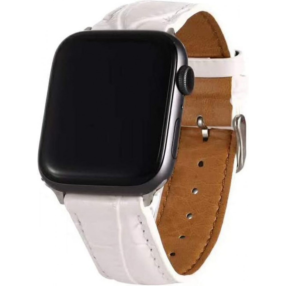 Bracelet crocodile blanc - Apple Watch 38/40/41/42 mm