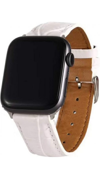 Bracelet crocodile blanc - Apple Watch 44/45/46/49 mm