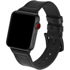 Bracelet cuir et silicone noir - Apple Watch 44/45/46/49 mm