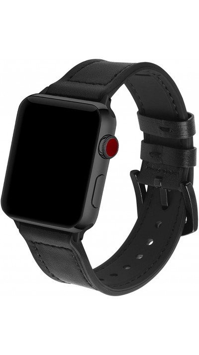 Bracelet cuir et silicone noir - Apple Watch 44/45/46/49 mm