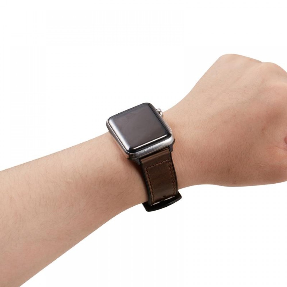 Bracelet cuir et silicone noir - Apple Watch 44/45/46/49 mm