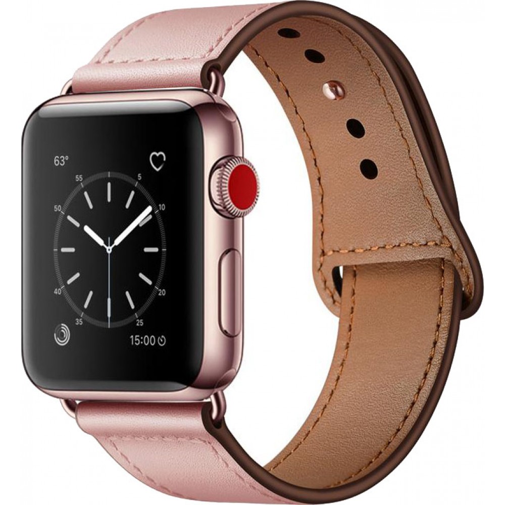 Bracelet cuir rose - Apple Watch 38/40/41/42 mm