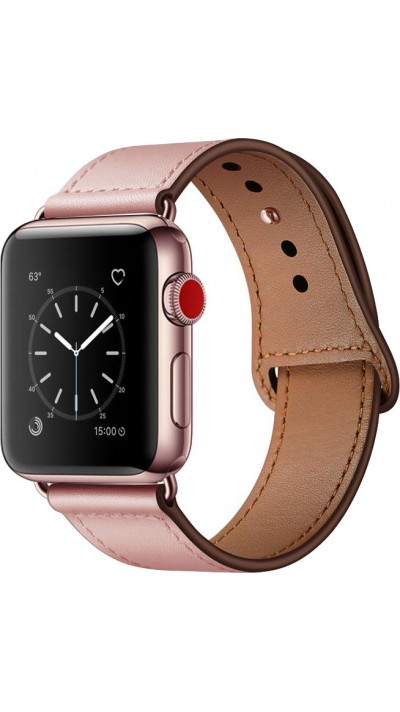 Bracelet cuir rose - Apple Watch 44/45/46/49 mm