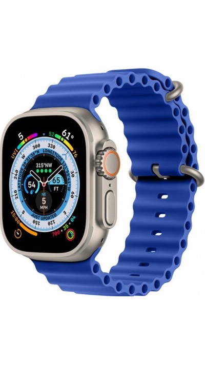 Gummi Silikon Armband gewellt - Blau - Apple Watch Ultra 49 mm