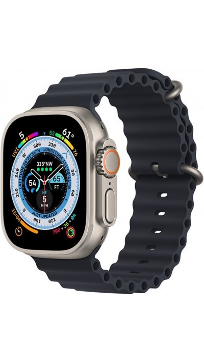 Bracelet en caoutchouc silicone ondulé - Noir - Apple Watch Ultra 49 mm