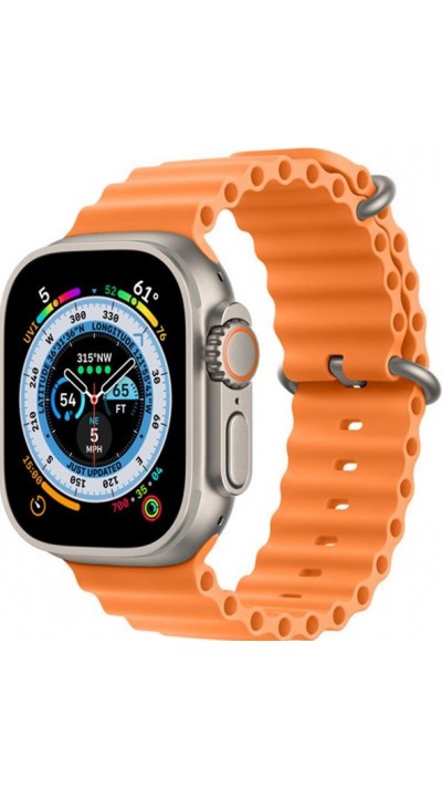 Gummi Silikon Armband gewellt - Orange - Apple Watch Ultra 49 mm