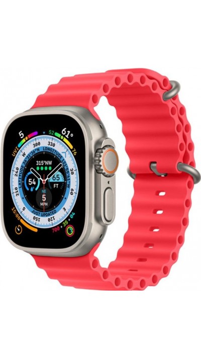 Gummi Silikon Armband gewellt - Rot - Apple Watch Ultra 49 mm