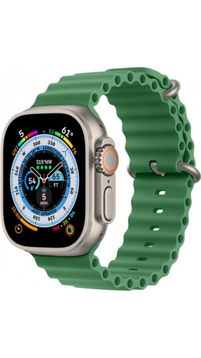 Gummi Silikon Armband gewellt - Dunkelgrün - Apple Watch Ultra 49 mm