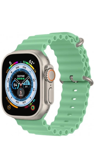 Bracelet en caoutchouc silicone ondulé - Vert menthe - Apple Watch 44/45/46/49 mm