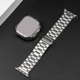 Bracelet en métal raffiné avec coque de protection en silicone TPU intégrée pour Apple Watch 49mm - Noir
