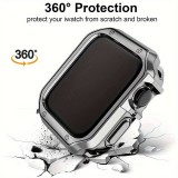Bracelet en métal raffiné avec coque de protection en silicone TPU intégrée pour Apple Watch 49mm - Noir