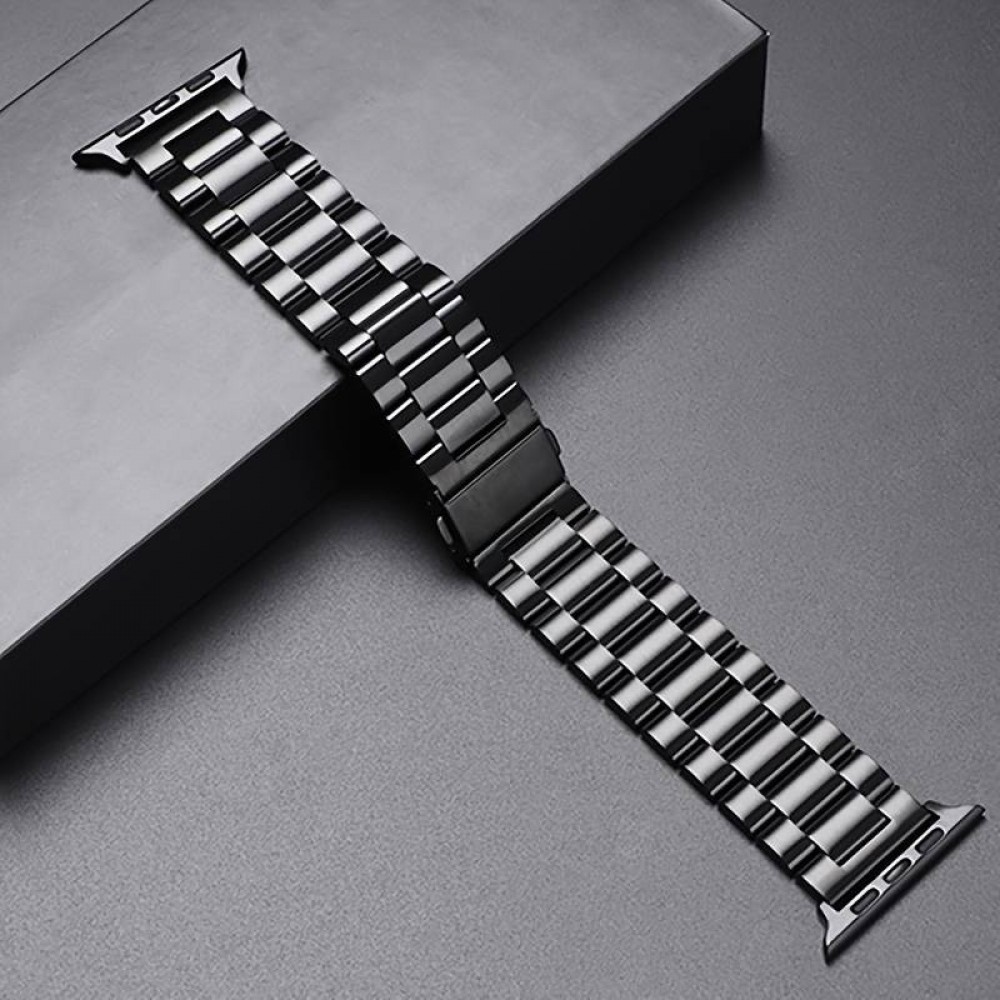 Bracelet en métal raffiné avec coque de protection en silicone TPU intégrée pour Apple Watch 49mm - Noir