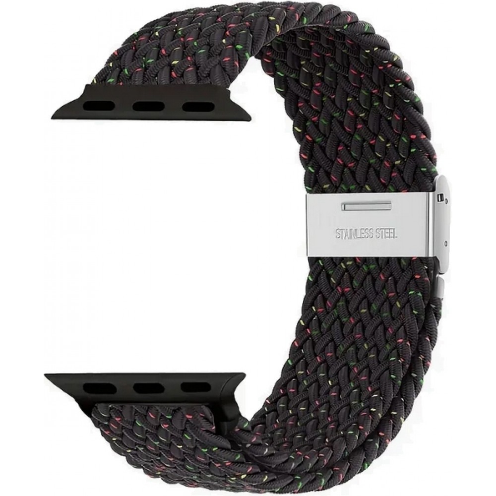 Bracelet en nylon élastique tressé avec des sangles extensibles pour Apple Watch - Noir - Apple Watch 44/45/46/49 mm