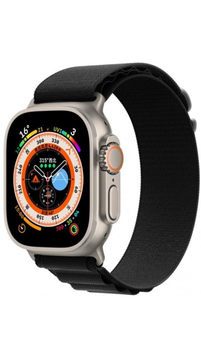 Rugged Nylon Armband wetterfest - Schwarz - Apple Watch Ultra 49 mm